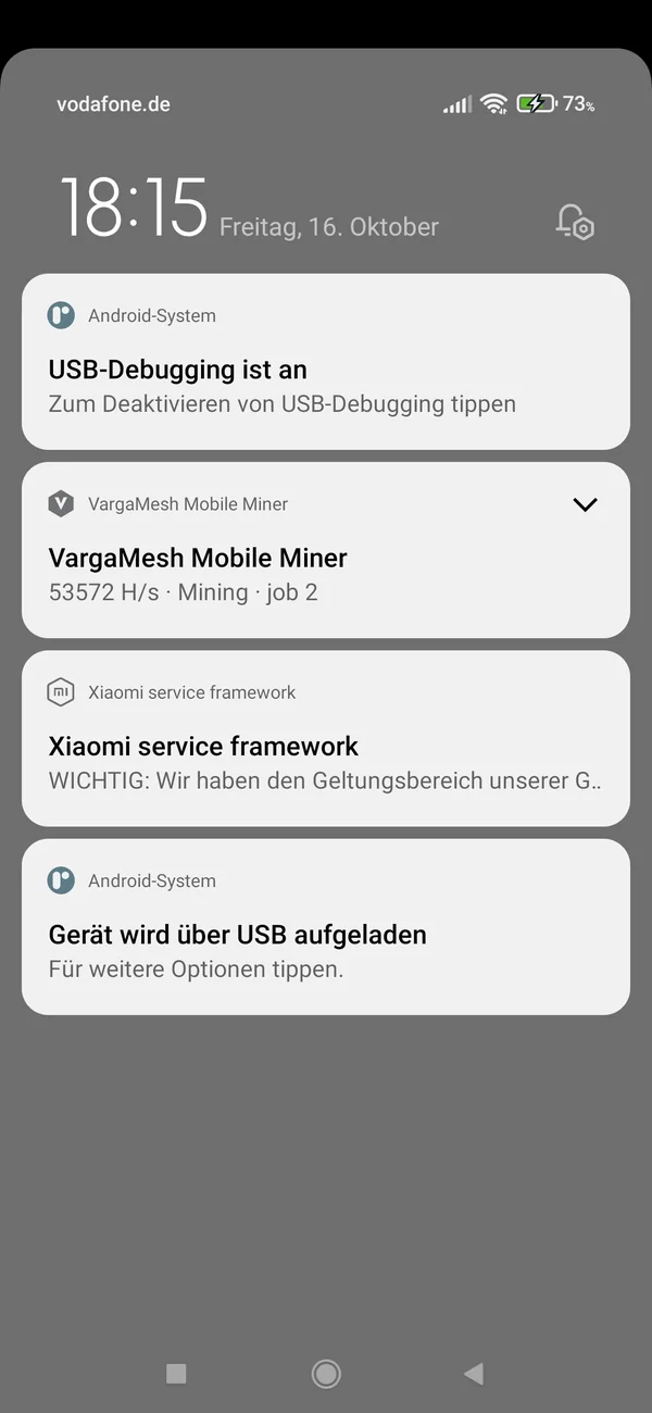Foreground mining notification β VargaMesh Mobile Miner Android